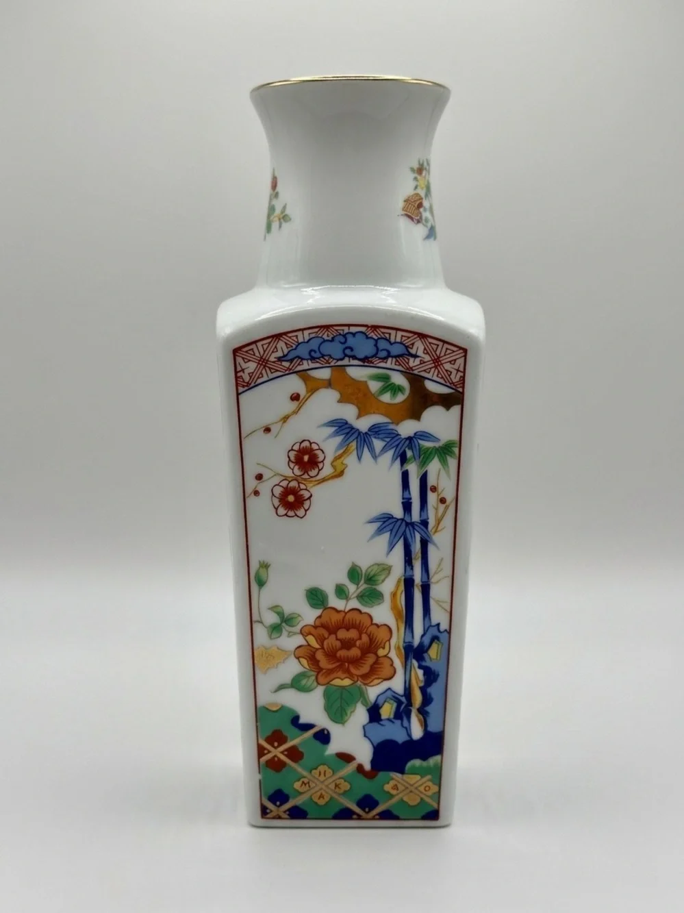 Vintage Miyako Imari Ware Handcrafted Porcelain Square Vase Excellent Condition